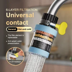 Cartouche de filtration de filtre à charbon, 360 °   Nettoyeur d&rsquo;eau pour robinet rotatif, pour usage domestique et cuisine