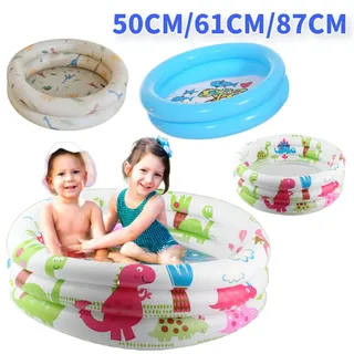 Piscine gonflable bébé PVC trois boudins motif dinosaures colorés bleu…
