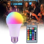 Ampoule LED Intelligente avec Télécommande, 220V, RGB, Documents Proxy, 16 Couleurs, 8m, Éclairage de Maison, Décoration de ix