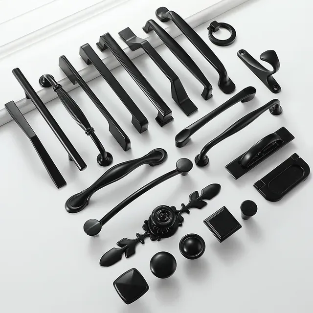 Poignées noires boutons d'armoire de meubles poignées de…