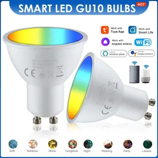 Tuya GU10 WIFI Smart LED Ampoules RGB CW Blanc 5W Dimmable Lampes…