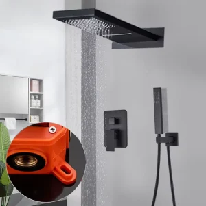 Pommeau de douche à effet pluie dissimulé avec douchette à main, système de douche, boîte encastrée, bain