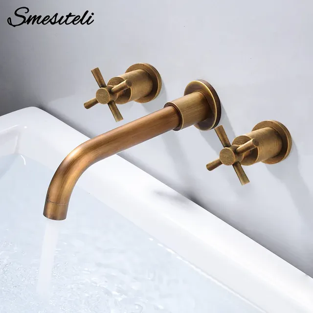 Robinet de lavabo en laiton de style vintage antique… – vue 2