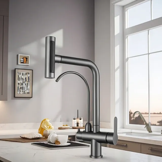 Robinet de cuisine moderne trois en un à double usage en… – vue 5