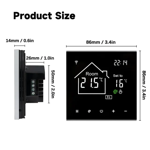 Tuya Smart ThermoandreLCD Display Touch Screen – vue 5