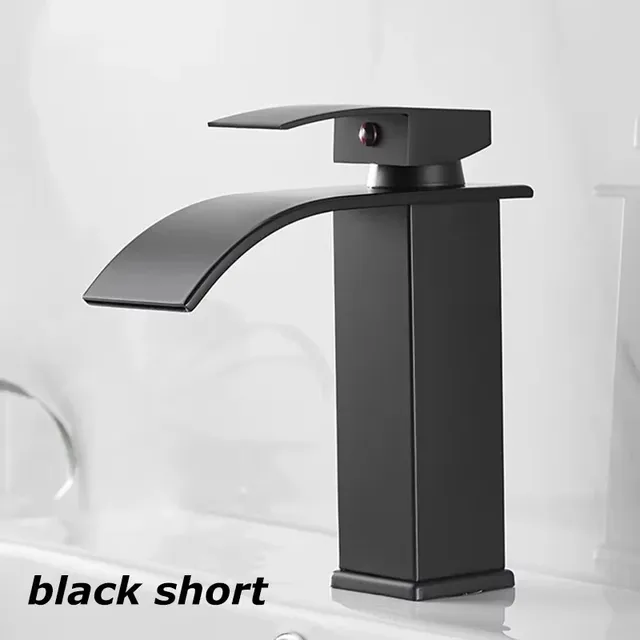 Robinet de salle de bains cascade noir – vue 3