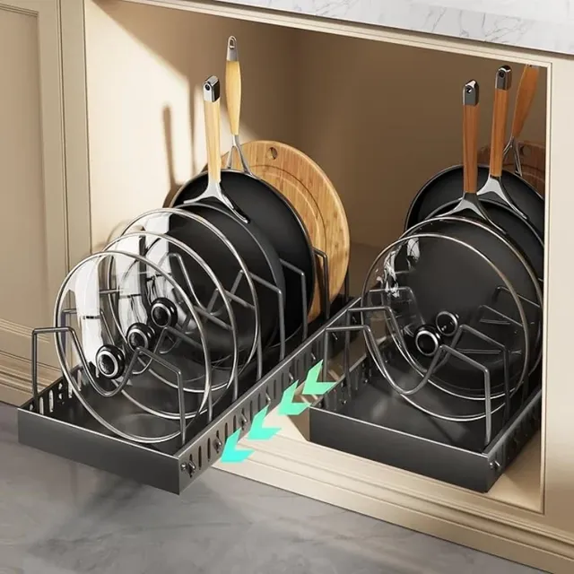 Organisateur de casseroles et poêles sous l'armoire