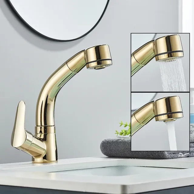 Robinet de lavabo de salle de bains doré – vue 3