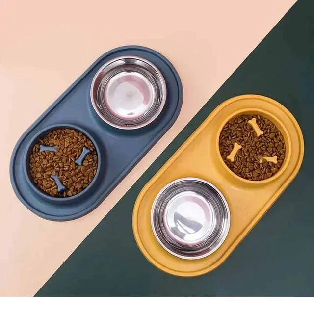 Bol Double pour chien avec tapis en Silicone – vue 2