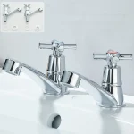 Robinet de salle de bains chromé Premium, Interface universelle, eau chaude et froide traditionnelle pour lavabo, lavabo, vanité, accessoires de salle de bains