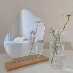 Miroir de maquillage irrégulier en bois, miroir décoratif sans cadre en forme de nuage, pour salon, chambre à coucher, salle de bains, miroir de maquillage en acrylique