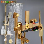 Ensemble de douche de salle de bains numérique thermostatique, pomme de douche à effet de pluie, accessoires de robinetterie de salle de bains en laiton, système de douche numérique chaud et froid
