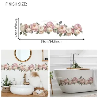 Autocollants muraux colorés en forme de fleur de pivoine