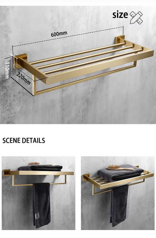 Ensemble d'accessoires de salle de bains en or brossé – vue 5