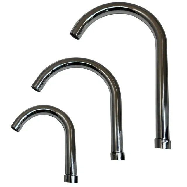 Robinetterie col cygne bec coudé inox chromé poli miroir… – vue 2