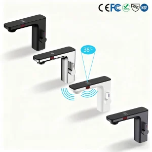 Robinet de salle de bains à capteur intelligent en laiton massif, robinets de lavabo à affichage numérique sans contact, robinet d&rsquo;eau à Induction automatique, mitigeur d&rsquo;évier mitigeur salle de bain mitigeur lavabo