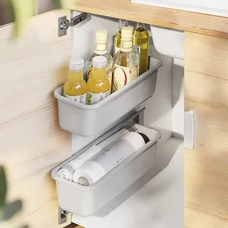 Organisateur mural porte placard double bac plastique gris mat…
