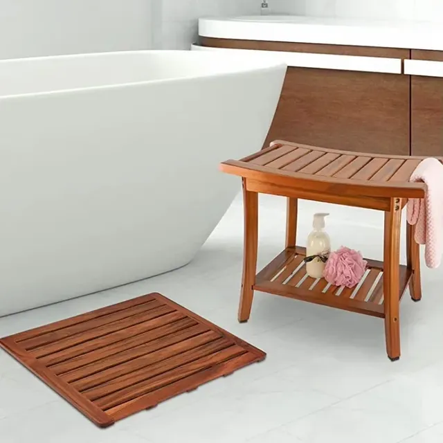 Tapis de bain de luxe en teck – vue 6