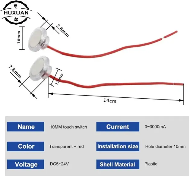 Interrupteur tactile LED 10mm – vue 4