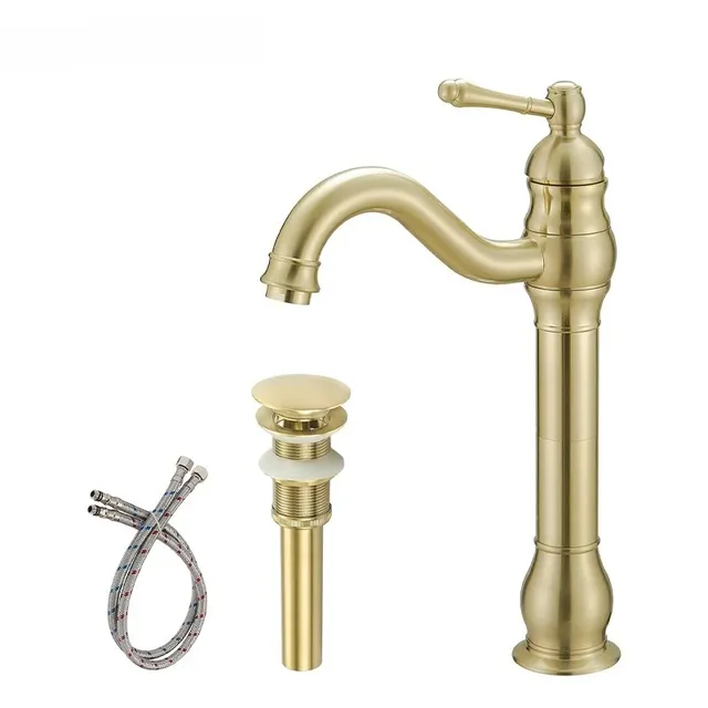 Robinet de lavabo doré à poignée unique – vue 7