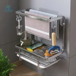 Support de rangement de cuisine en acier au carbone, mural/plafond antirouille, égouttoir d&rsquo;évier, grand gain de place, organisateur de bureau pour la maison