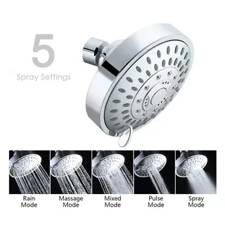 Pommeau douche chrome brillant multijets cinq réglages pluie massage…