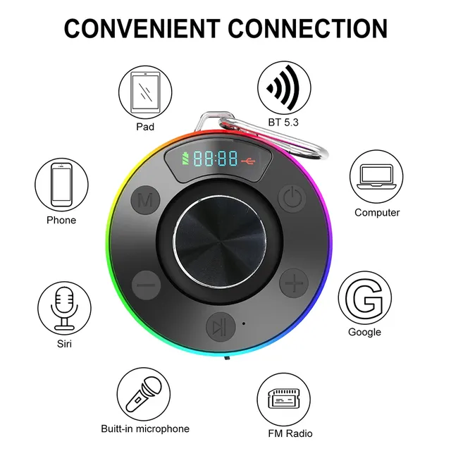 Enceinte douche étanche portable sansfil ventouse… – vue 5