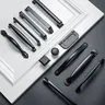 Poignées noires boutons d'armoire de meubles poignées de… – vue 2