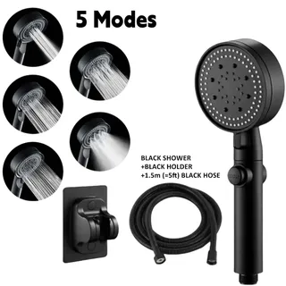 Pommeau de douche réglable argent/noir 3 pièces/ensemble