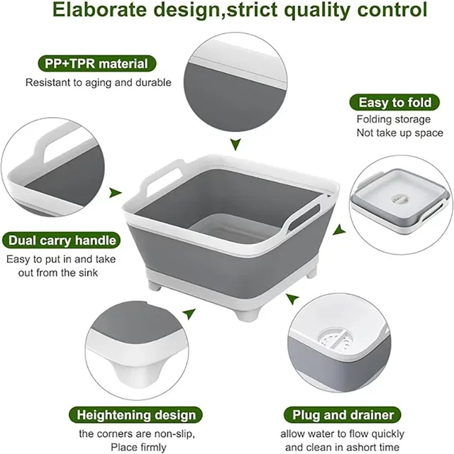 Lavabo pliable portable 9 litres bouchon vidange… – vue 7