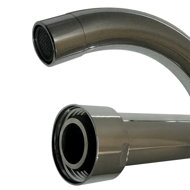 Robinetterie col cygne bec coudé inox chromé poli miroir… – vue 4