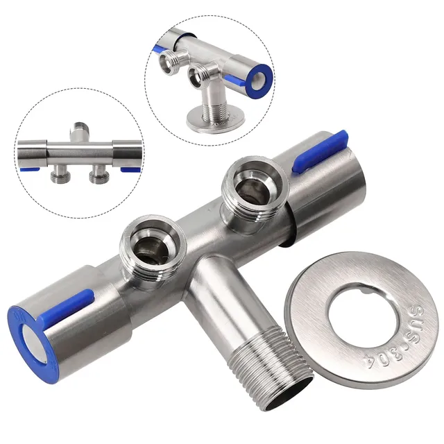 Robinet mural trois voies T acier inoxydable SUS304…