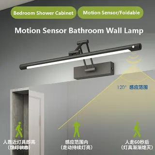 Applique Murale LED Pliable en Métal avec Capteur de Mouvement