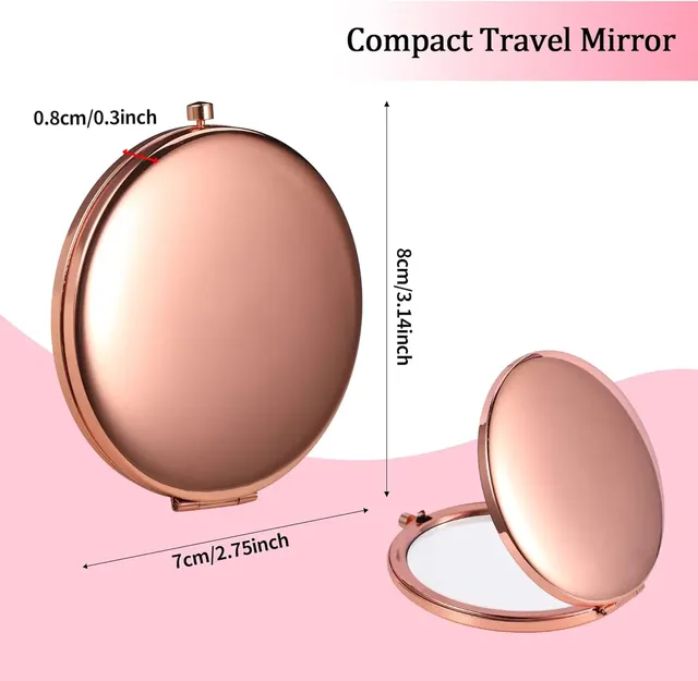 Miroir rond de maquillage grossissant Double face en métal – vue 2