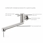 180 °   Robinet d&rsquo;évier mural rotatif, sortie allongée, robinet de cuisine antirouille, Installation facile, poignée antidérapante