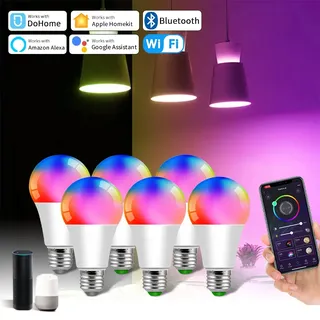 Dohome Wifi Bluetooth ampoule intelligente Alexa lampe à LED E27 RGB…