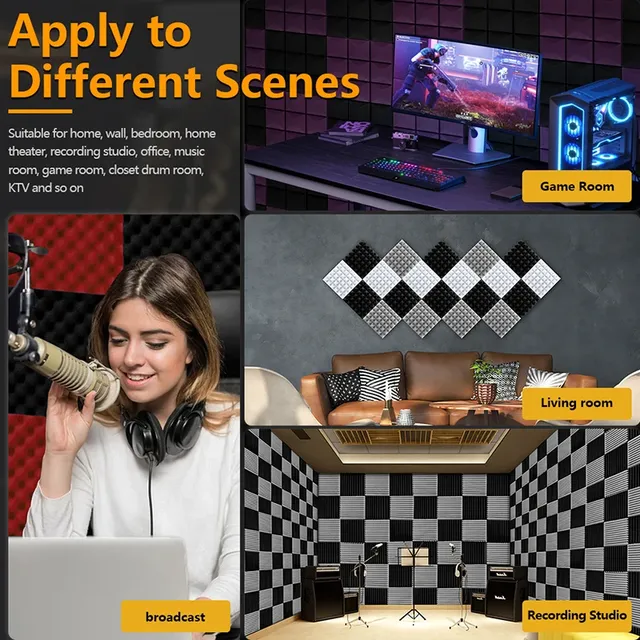 Panneaux acoustiques mousse polyuréthane autocollants… – vue 5