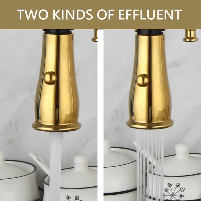 Robinet d'évier de cuisine extractible à ressort doré – vue 3