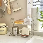 Support de rangement pour comptoir de cuisine, étagère à épices, panier de rangement polyvalent en fil de fer pour salle de bains, articles de toilette, organisateur de tasses