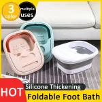 Baignoire de pieds pliable – Portable, bassin couvert avec conception ergonomique, épaississement du Silicone adapté aux voyages et aux usage domestique