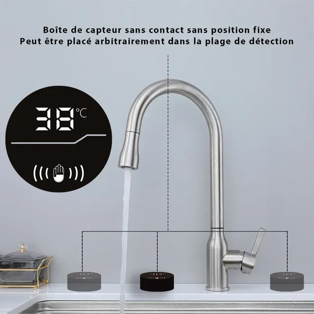 Robinet d'évier de cuisine à capteur intelligent en… – vue 3