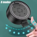 8 Modes High-Pressure Shower Head Fall Resistance Black Handheld Showerhead Water Saving Bathroom Shower Accessories Tool Parts