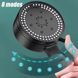 8 Modes High-Pressure Shower Head Fall Resistance Black Handheld Showerhead Water Saving Bathroom Shower Accessories Tool Parts