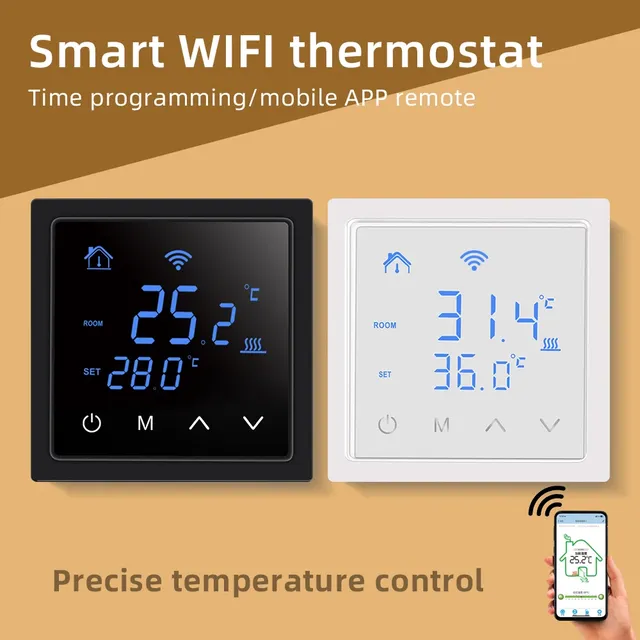 Thermostat intelligent wifi 16A mural encastrable écran…