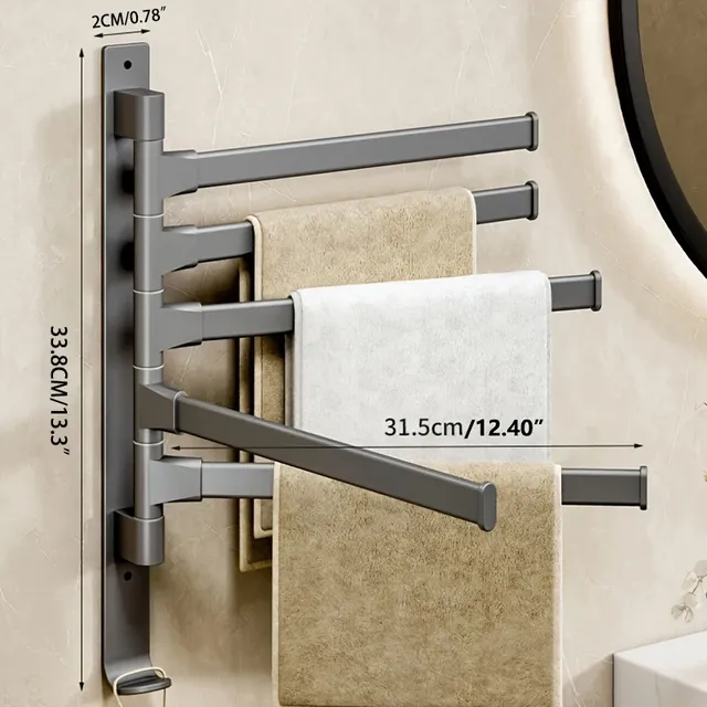 Porte serviettes rotatif aluminium quatre bras pivotants… – vue 5