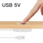 USB DC5V interrupteur tactile panneau de bois pénétrant capteur de balayage manuel variateur contrôle marche/arrêt pour lampe de rétro-éclairage de miroir d&rsquo;armoire