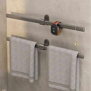 Porte-serviettes auto-adhésif, porte-serviettes de salle de bain, sans perçage, organisateurs de salle de bains, étagères de salle de bains, lavabo, porte-monnaie et montre Porte-serviettes auto-adhésif, porte-serviettes de salle de bain, sans perçage, organisateurs de salle de bains, étagères de salle de bains, lavabo, porte-monnaie et montre