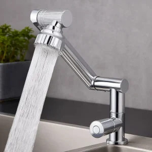 360 °   Robinet mural rotatif en acier inoxydable, finition chromée, robinet de salle de bains, buse à 2 Modes, robinet d&rsquo;eau froide unique