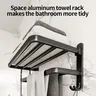Porte-serviettes mural pliable noir pour salle de bain – vue 6