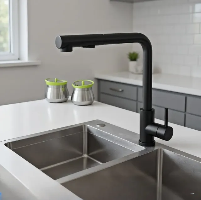 Ce robinet extractible en acier inoxydable comprend une… – vue 2